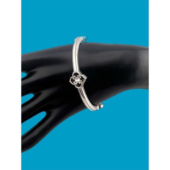 Brighton TOLEDO Silver Bangle Bracelet 4 Crystals Stations. Brighton Pouch - Picture 3 of 5